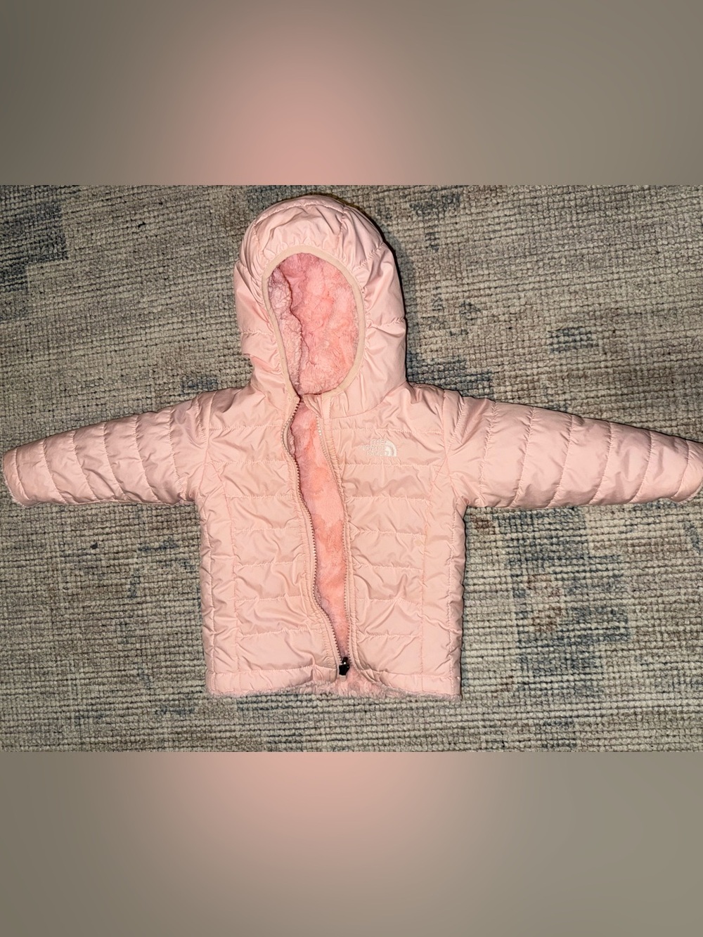The North Face Light Pink Hooded Puffer Jacket